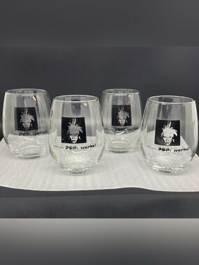 Andy Warhol Art Gallery Goes Pop Stemless Wine Glasses Set of 4